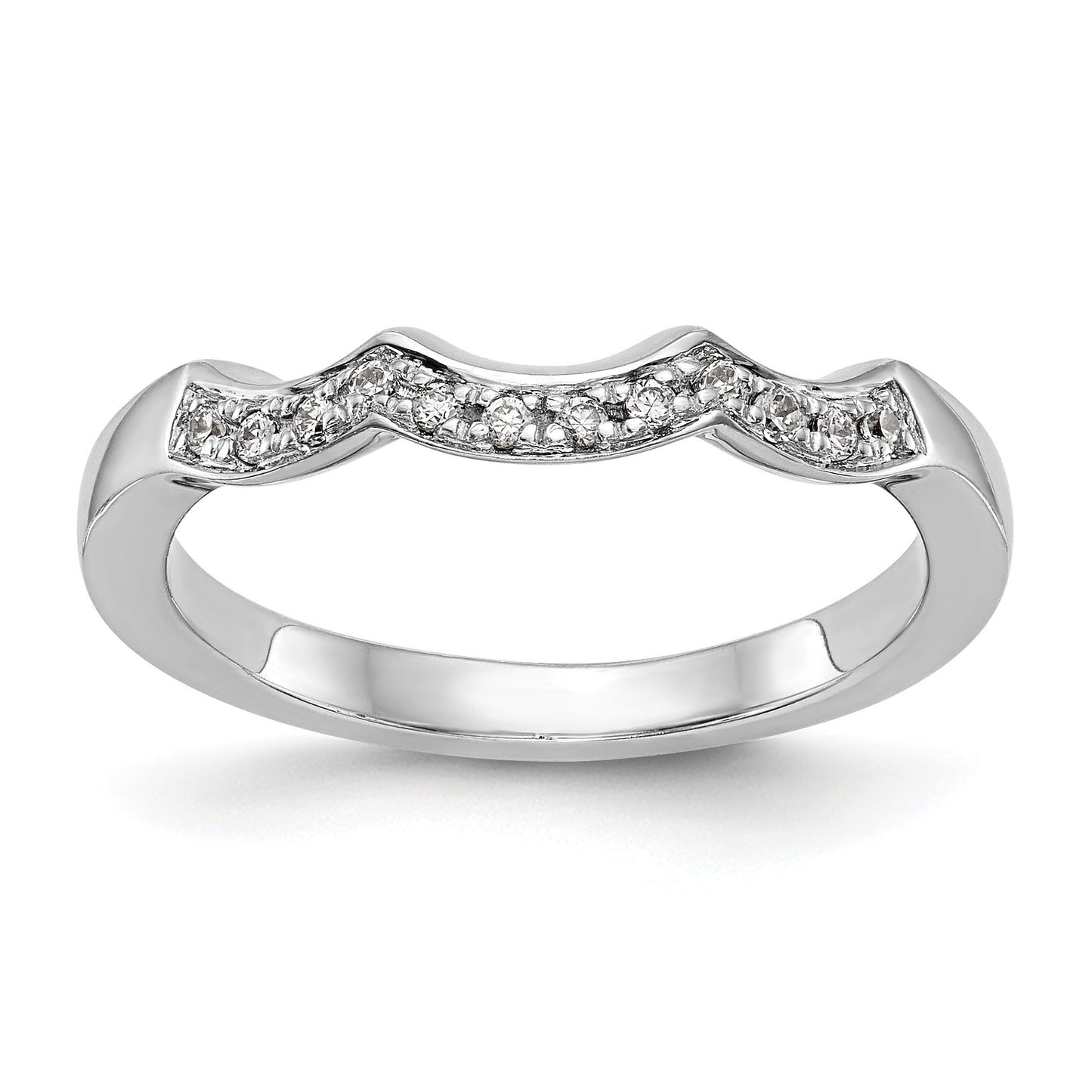 0.12 Ct Round White Lab Grown Diamond Pavé 14K White Gold Wedding Band Enhancer