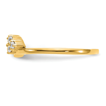 Round Lab Grown Diamond Prong 14K Yellow Gold Tri-Cluster Ring Wrap Enhancer Band