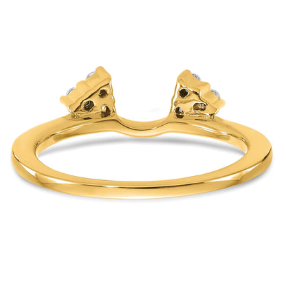 Round Lab Grown Diamond Prong 14K Yellow Gold Tri-Cluster Ring Wrap Enhancer Band