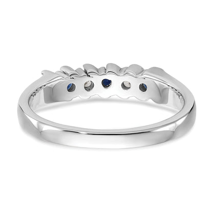 Round Sapphire Diamond Prong 10K Gold Five Stone Ring