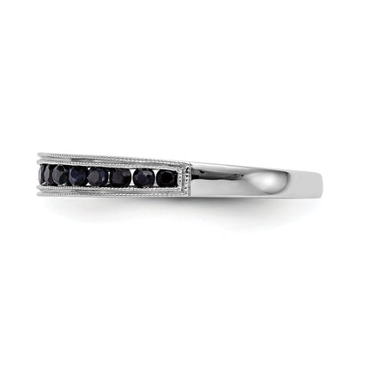 0.51 Ct Round Blue Sapphire Channel Set White Gold Eternity Band Ring