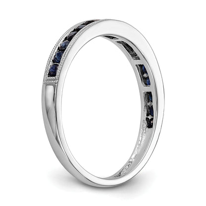 0.51 Ct Round Blue Sapphire Channel Set White Gold Eternity Band Ring