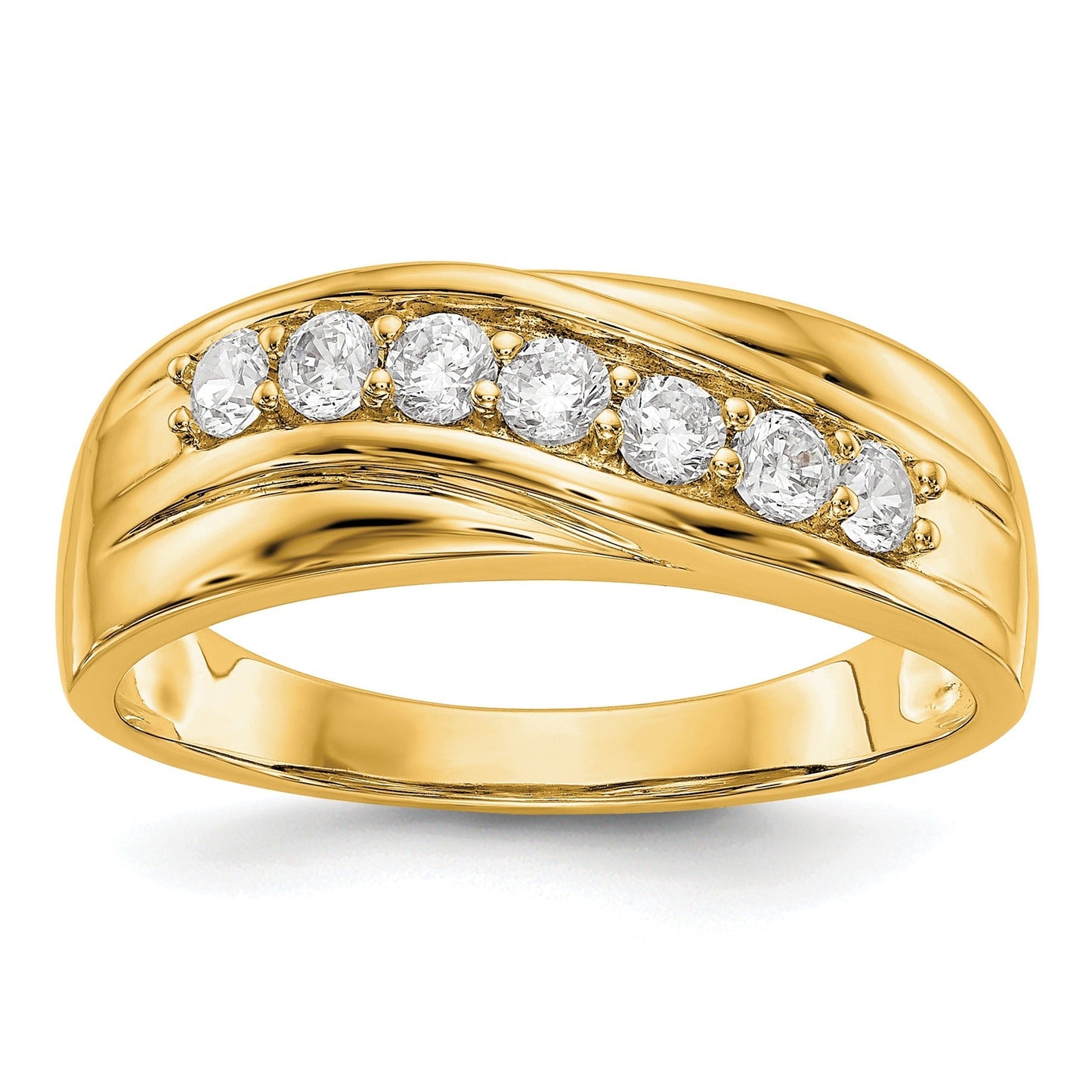 Lab Grown Diamond Seven Stone Men's Ring 14k White Gold 1/2 ct