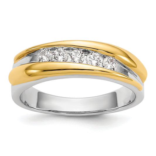 14k Two-tone 3/8 ct Lab Diamond Five Stone Men's Ring
