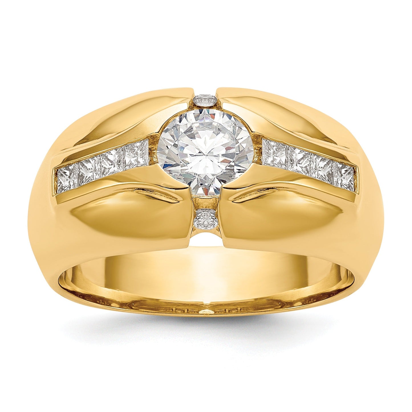 1/2 ct Lab Grown Diamond 5/8 ct Semi Mount Men's Ring 14k Yellow Gold