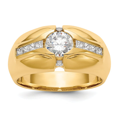 1/2 ct Lab Grown Diamond 5/8 ct Semi Mount Men's Ring 14k Yellow Gold