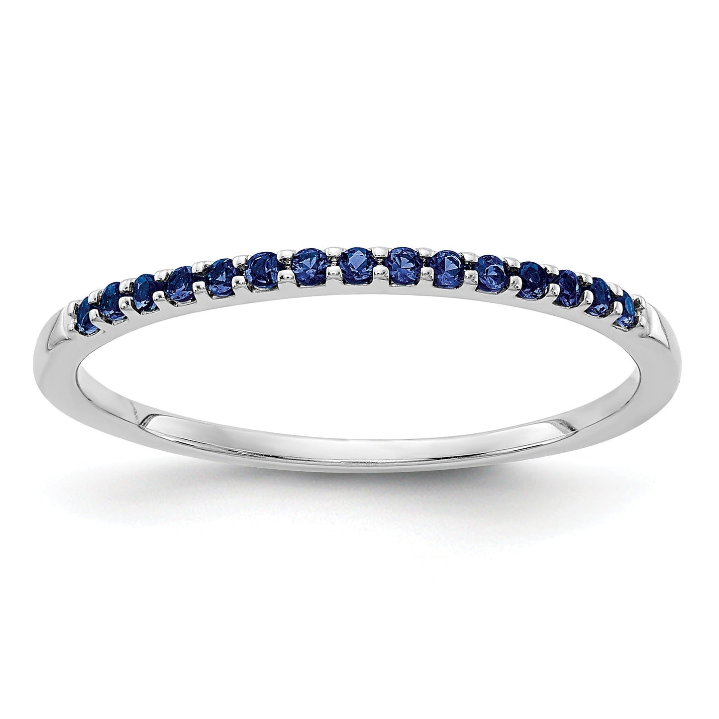 0.24 Ct Round Blue Sapphire Prong White Gold Half Eternity Ring