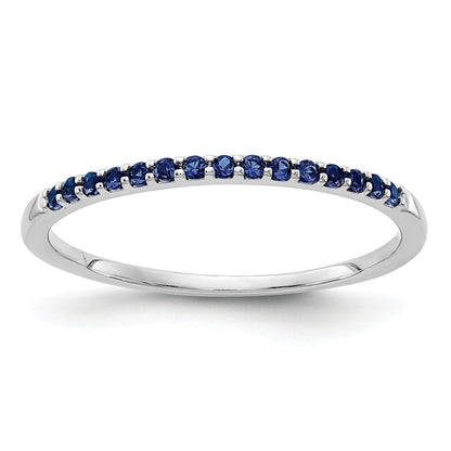 0.24 Ct Round Blue Sapphire Prong White Gold Half Eternity Ring