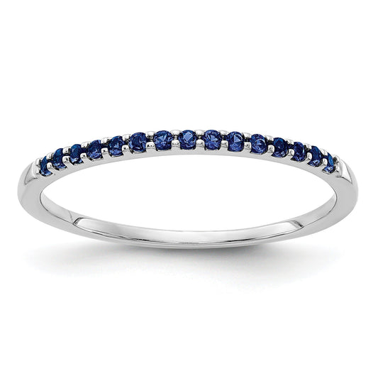 0.24 Ct Round Blue Sapphire Prong White Gold Half Eternity Ring