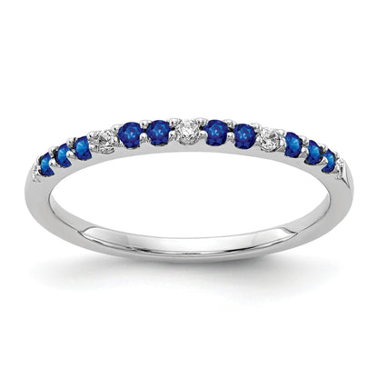 0.3 Ct Round Blue Sapphire and Diamond White Gold Pave Half Eternity Ring