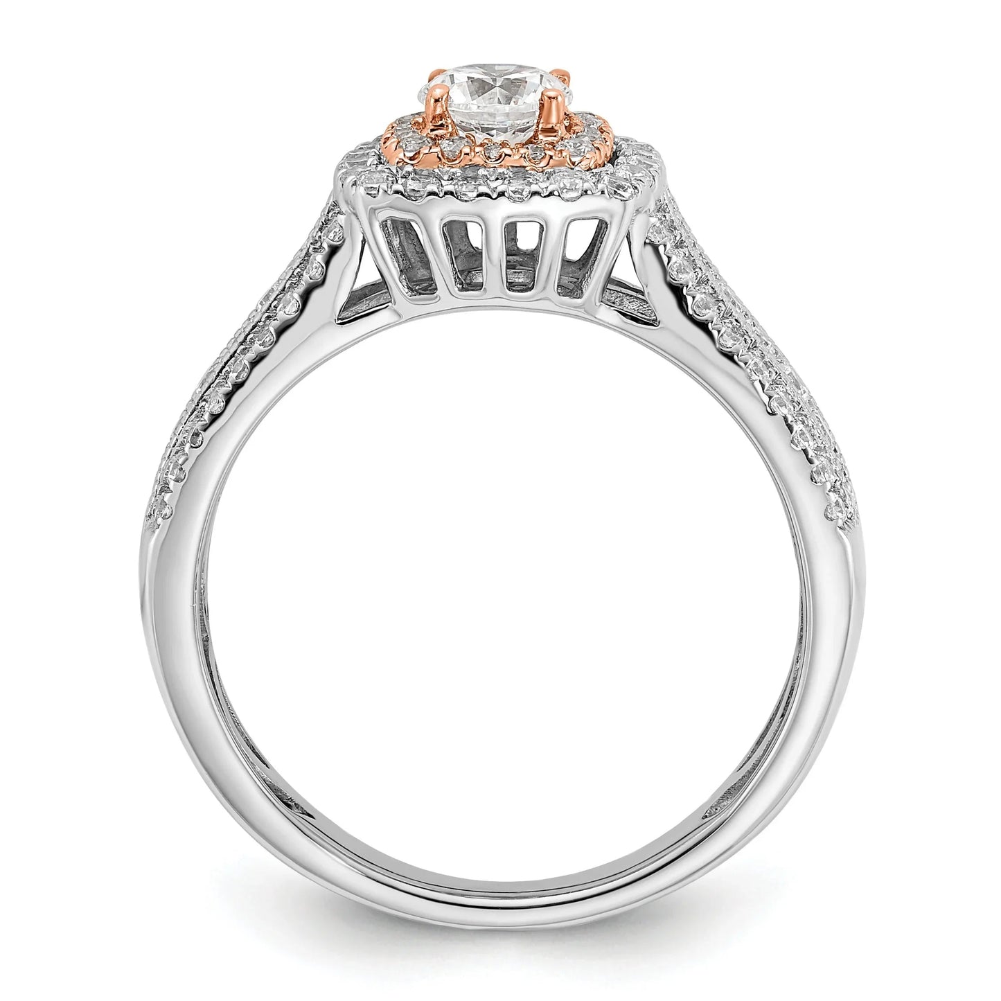 Two-Tone Eternal Promise Lab Grown Diamond Halo Complete Ring 0.87 ct