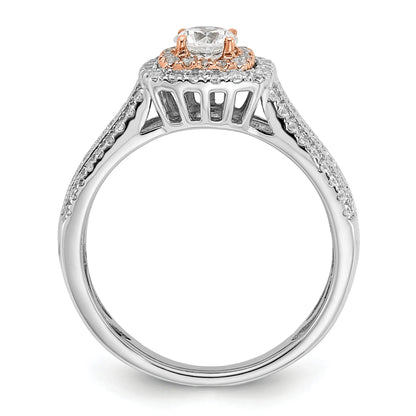Two-Tone Eternal Promise Lab Grown Diamond Halo Complete Ring 0.87 ct