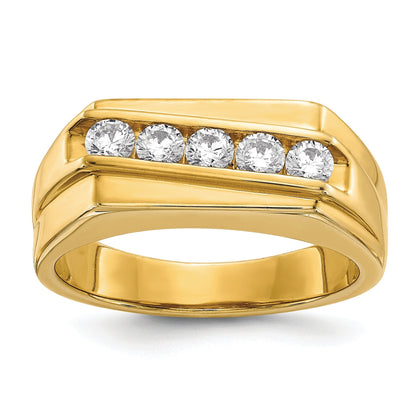 1/2 ct Lab Grown Diamond Five Stone Men's Ring 14k Yellow Gold