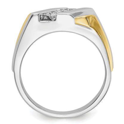 1/2 ct Lab Grown Diamond Three Stone Men's Ring 14k Two-tone
