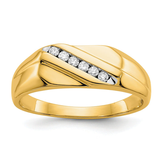 14k Yellow Gold 1/8 ct Lab Grown Diamond Six Stone Men's Ring