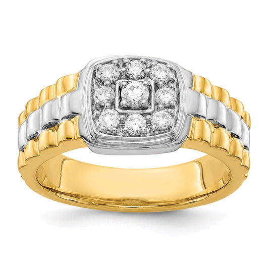 14k Two-Tone 3/8 ct Lab Grown Diamond Cluster Men's Ring
