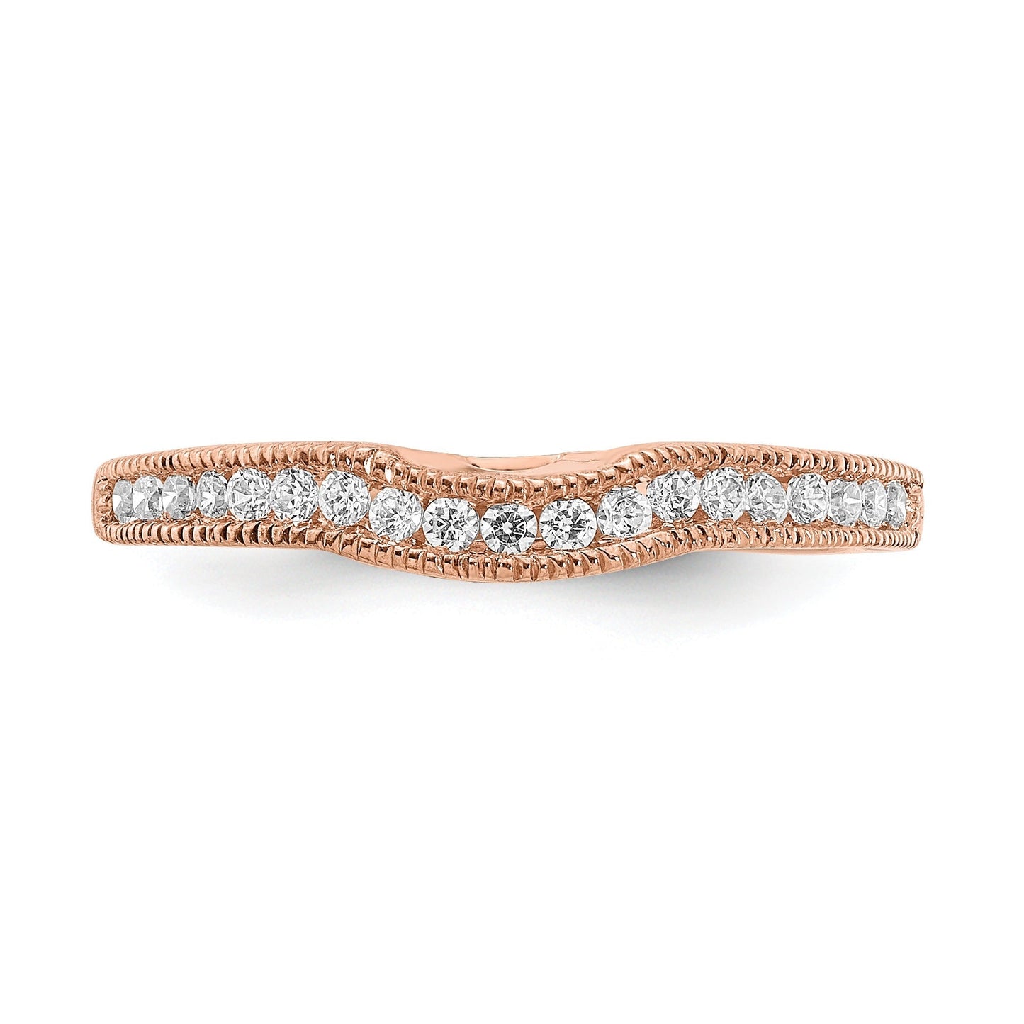 0.25 Ct Round Lab Diamond Channel 10K Rose Gold Curved Wedding Enhancer Band