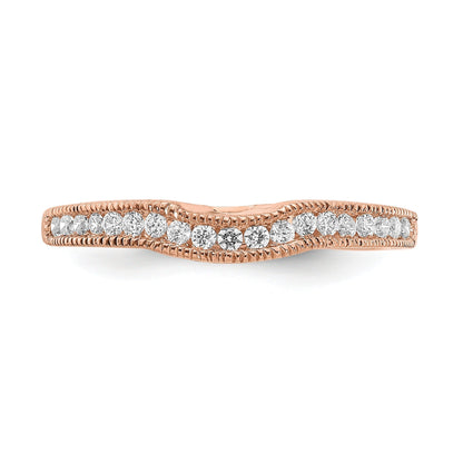 0.25 Ct Round Lab Diamond Channel 10K Rose Gold Curved Wedding Enhancer Band