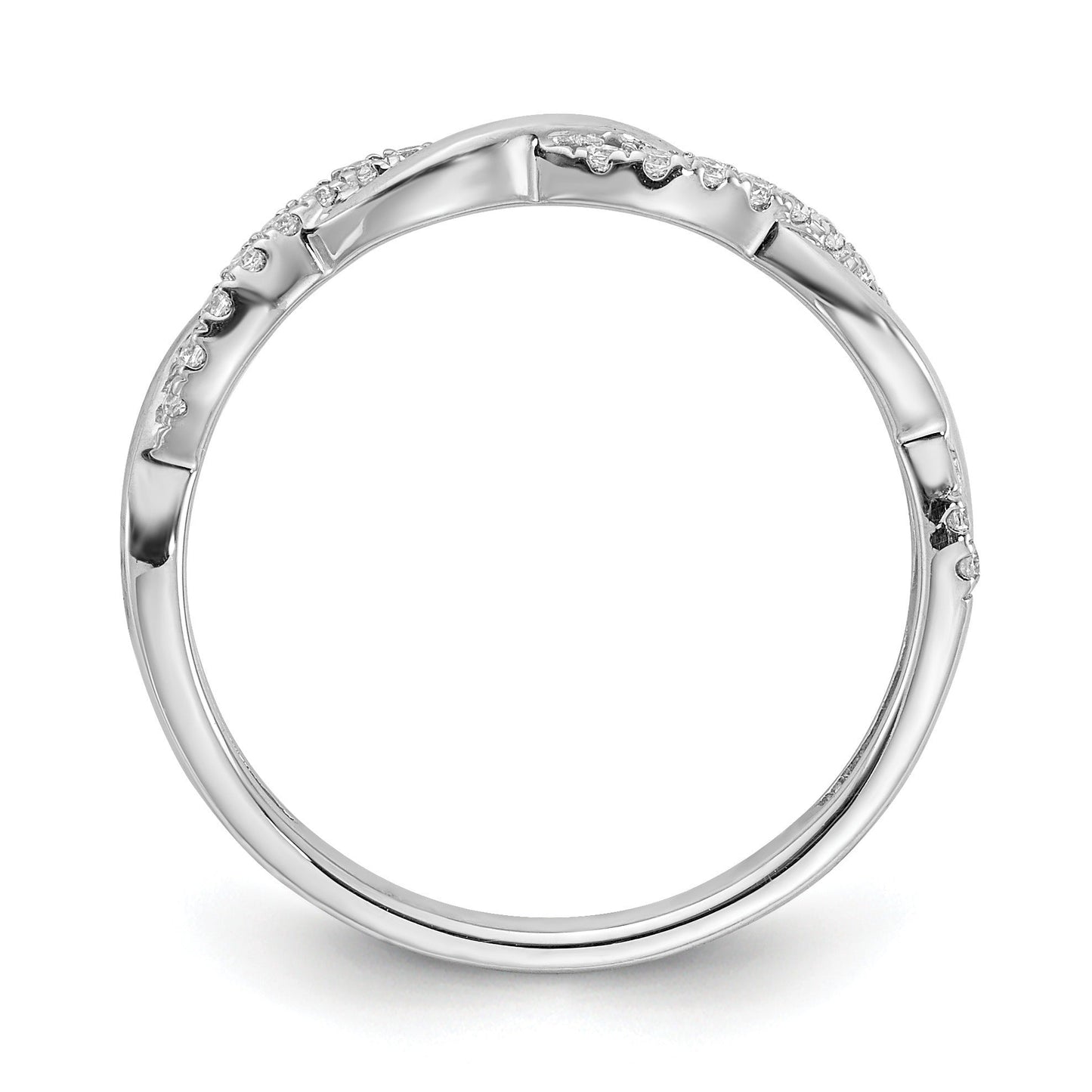 10K White Gold Diamond Round Twisted Wedding Band