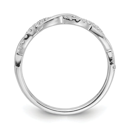 10K White Gold Diamond Round Twisted Wedding Band