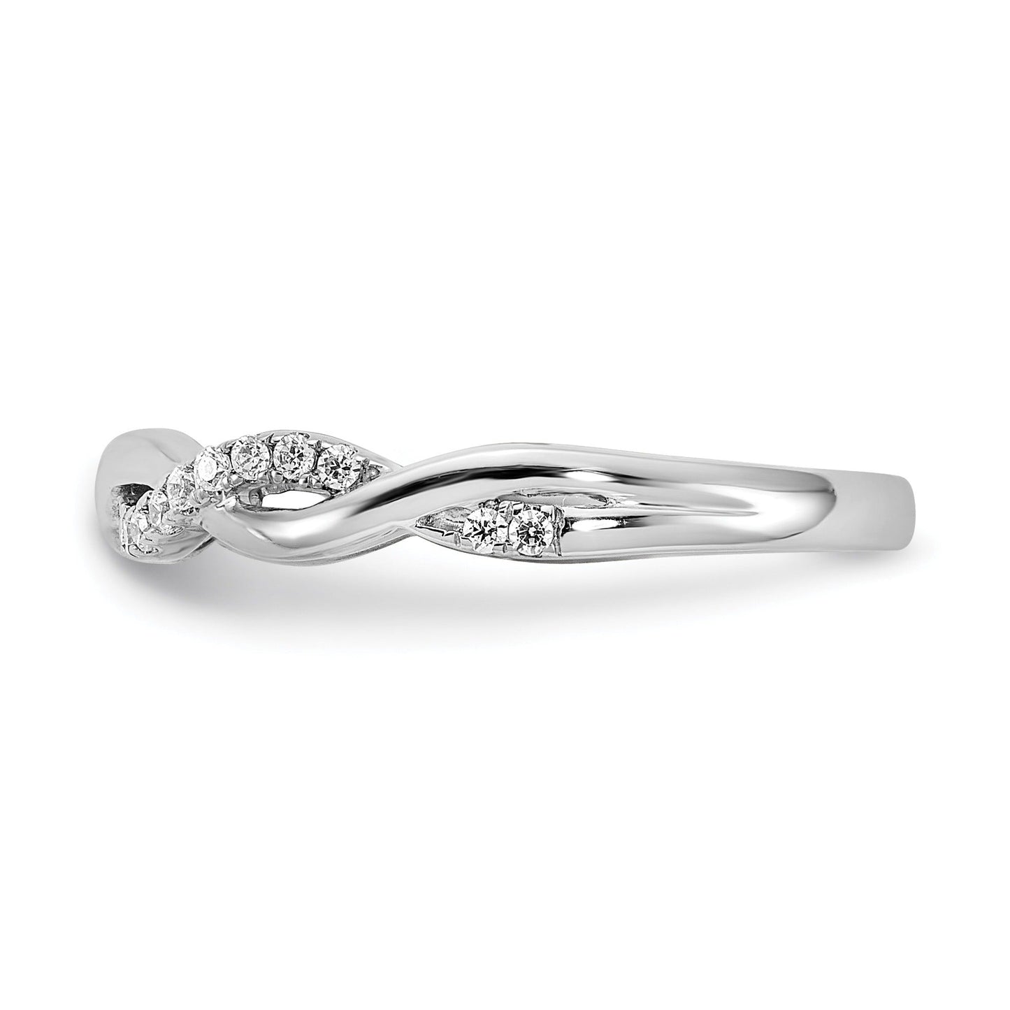 10K White Gold Diamond Round Twisted Wedding Band