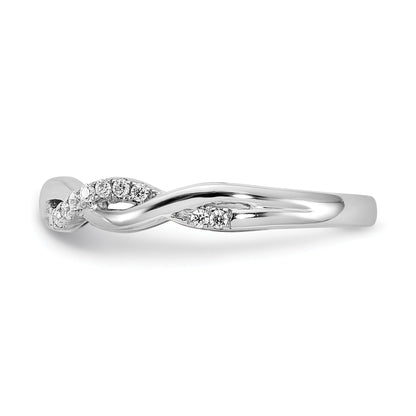 10K White Gold Diamond Round Twisted Wedding Band