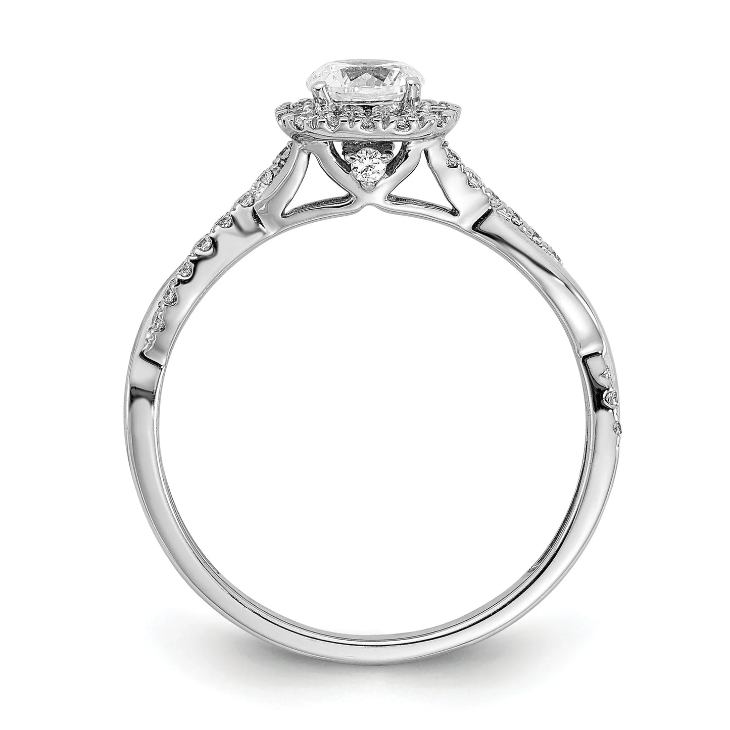White Gold Lab Grown Diamond Criss Cross Halo Engagement Ring 0.6 ct