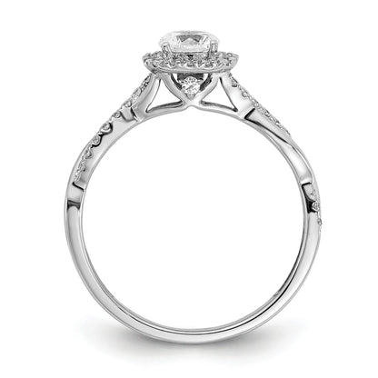 White Gold Lab Grown Diamond Criss Cross Halo Engagement Ring 0.6 ct