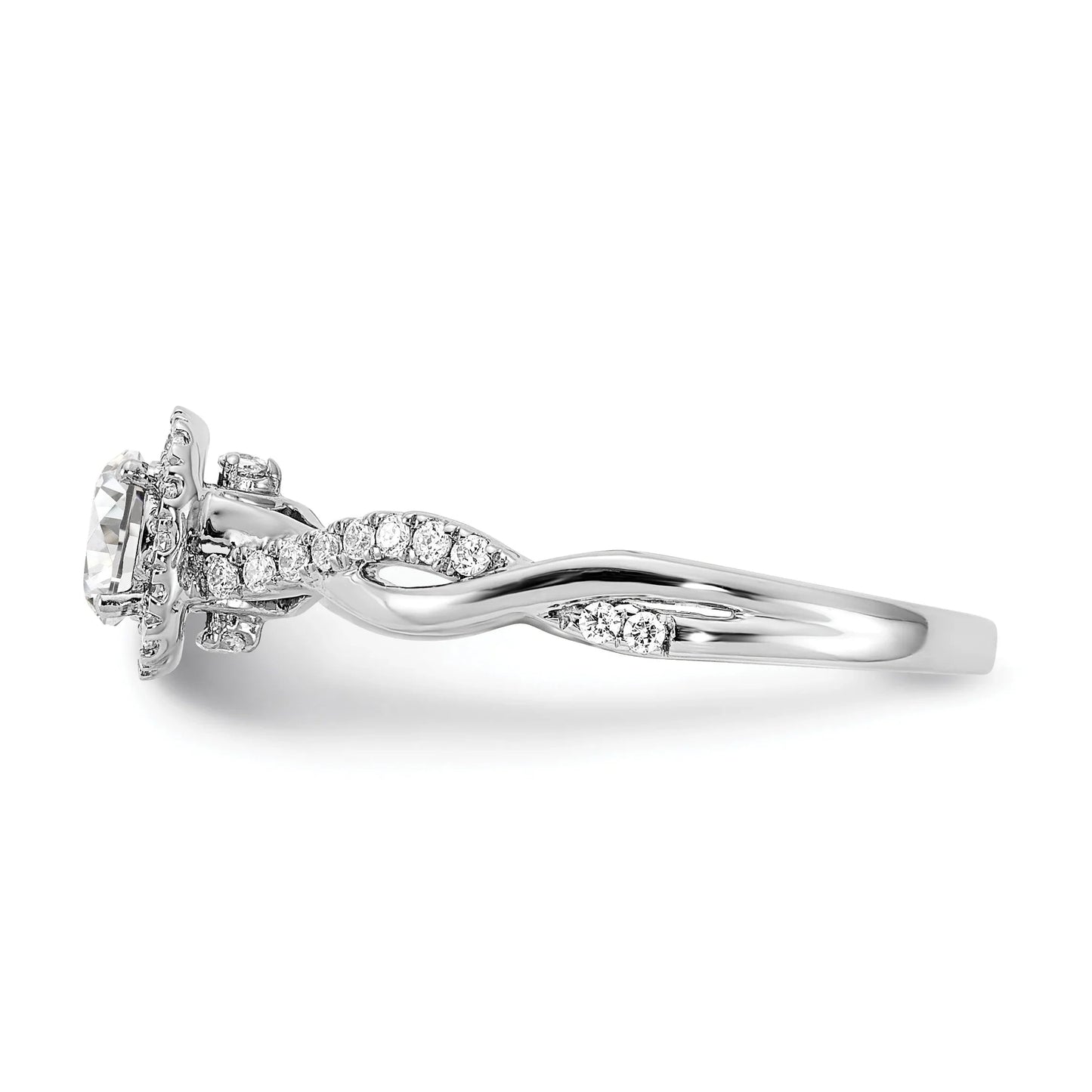 White Gold Lab Grown Diamond Criss Cross Halo Engagement Ring 0.6 ct