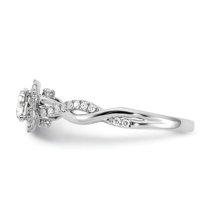 White Gold Lab Grown Diamond Criss Cross Halo Engagement Ring 0.6 ct