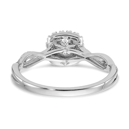 White Gold Lab Grown Diamond Criss Cross Halo Engagement Ring 0.6 ct