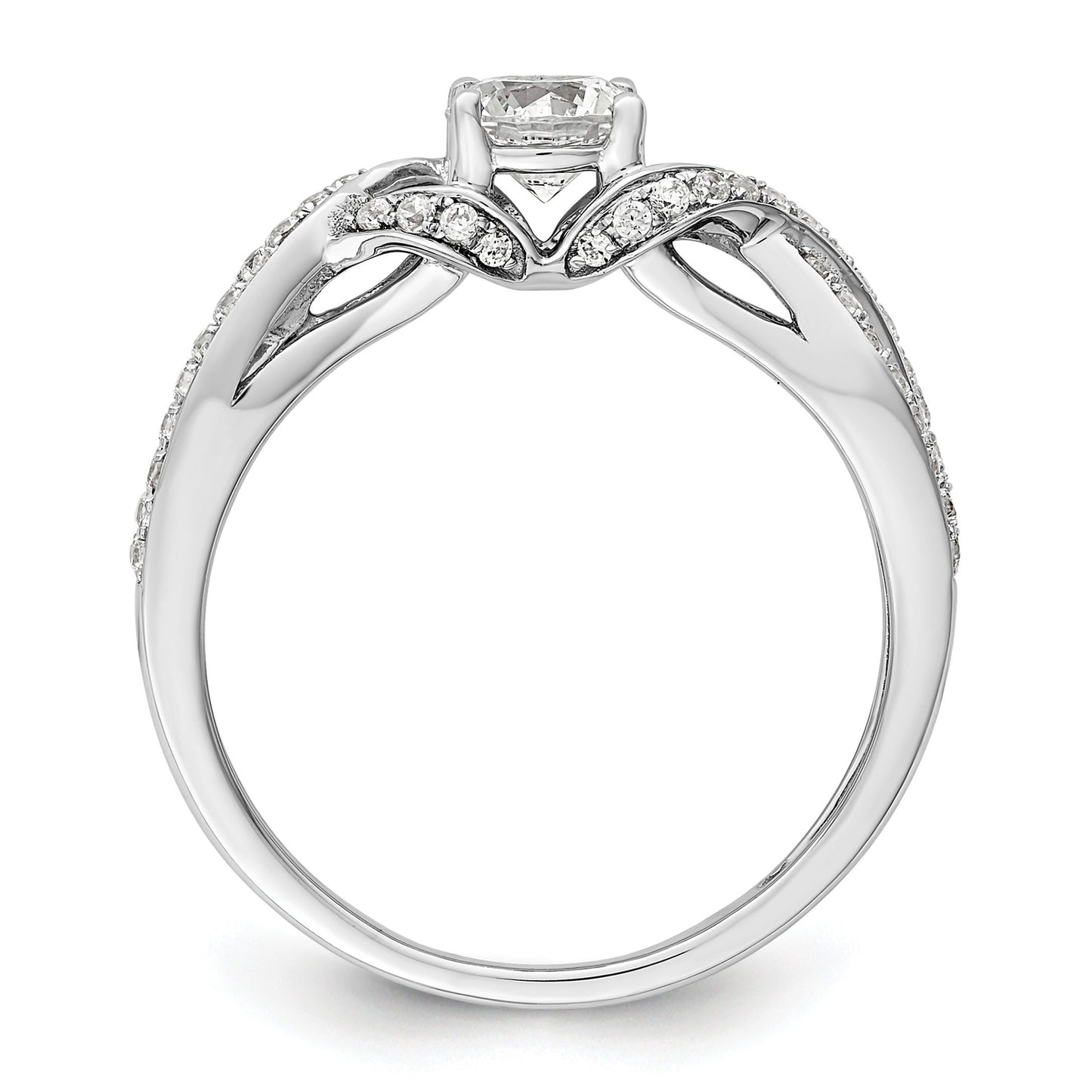 10k White Gold Lab Grown Diamond Twist Bypass Engagment Ring 0.7 Ct