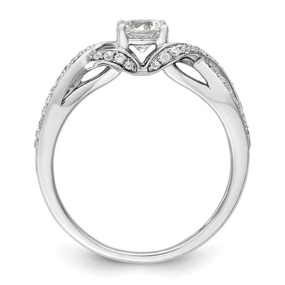 10k White Gold Lab Grown Diamond Twist Bypass Engagment Ring 0.7 Ct