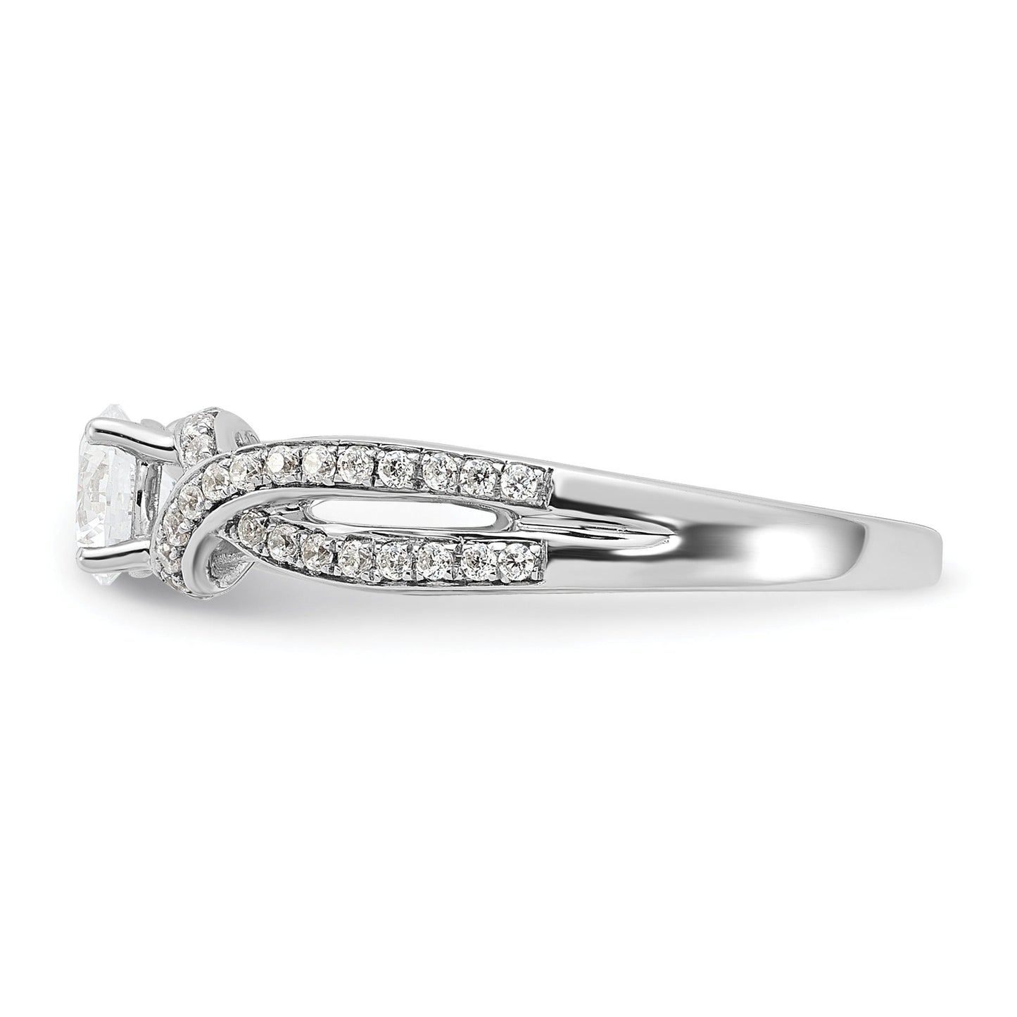 10k White Gold Lab Grown Diamond Twist Bypass Engagment Ring 0.7 Ct