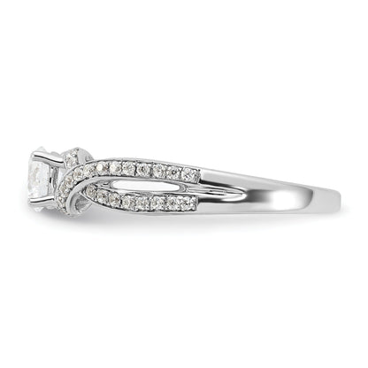10k White Gold Lab Grown Diamond Twist Bypass Engagment Ring 0.7 Ct