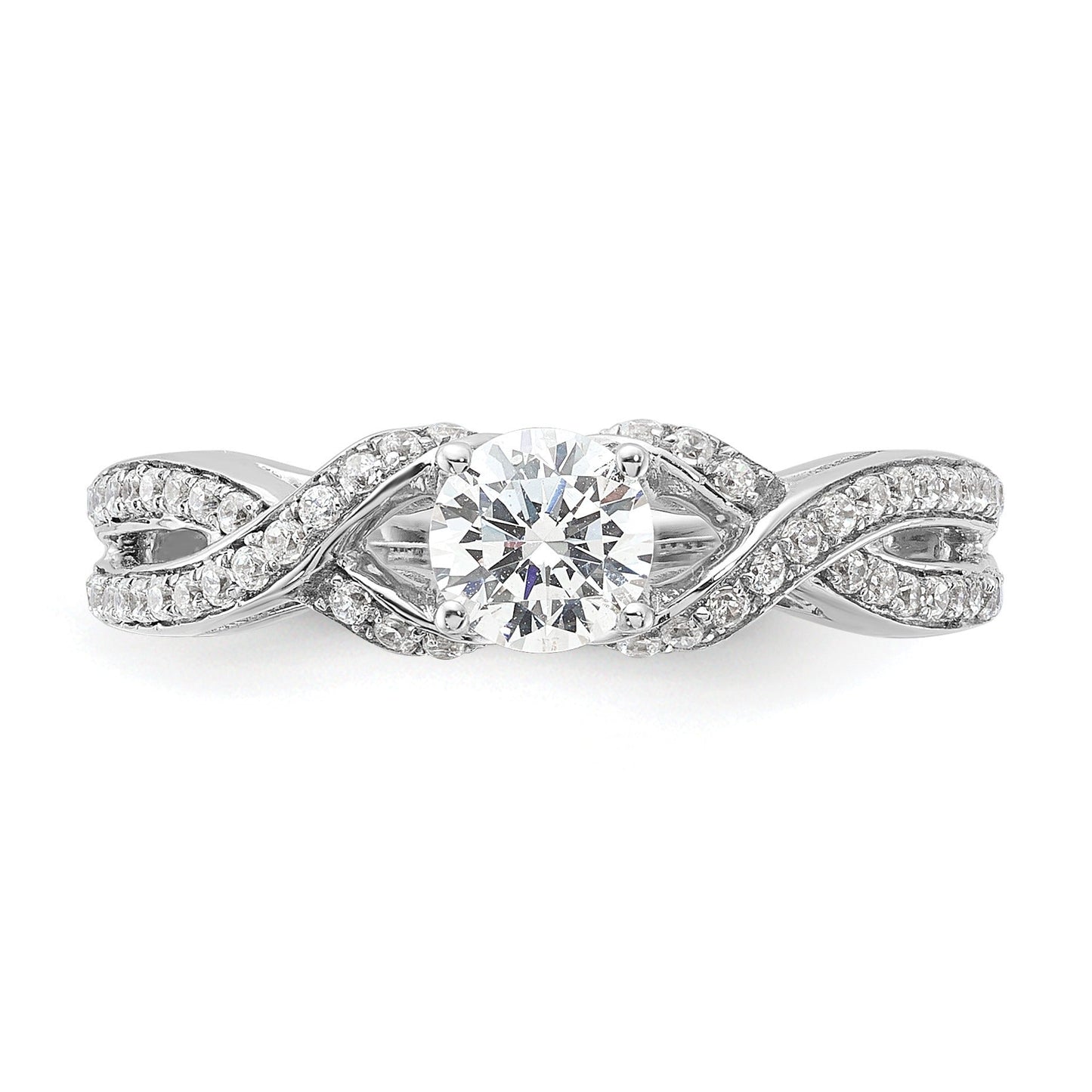 10k White Gold Lab Grown Diamond Twist Bypass Engagment Ring 0.7 Ct