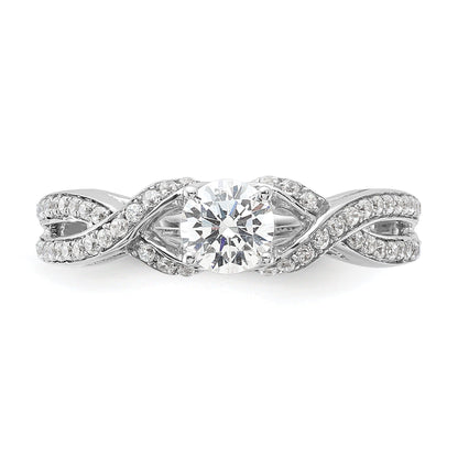 10k White Gold Lab Grown Diamond Twist Bypass Engagment Ring 0.7 Ct