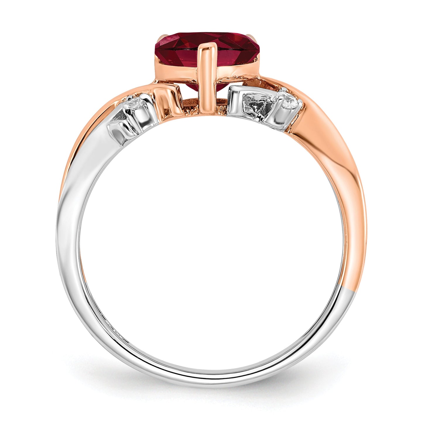 14k Two Tone Heart Created Gemstone & Diamond ring