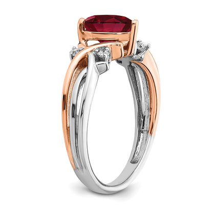 14k Two Tone Heart Created Gemstone & Diamond ring