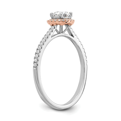Two-Tone Gold Lab Grown Diamond Round Halo Pave Engagement Ring 0.5 ct