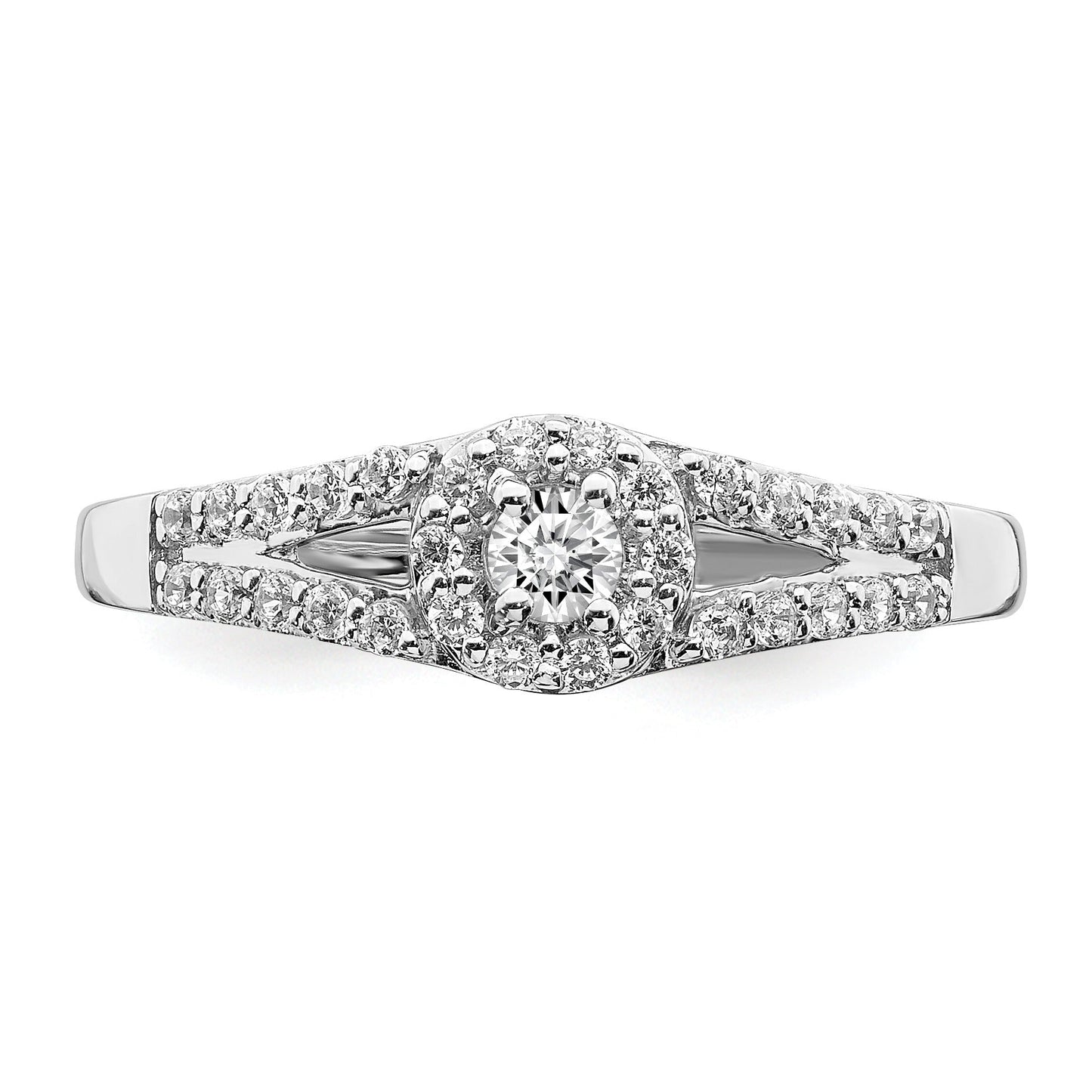10k White Gold Lab Grown Diamond Round Halo Engagement Ring 0.35 ct