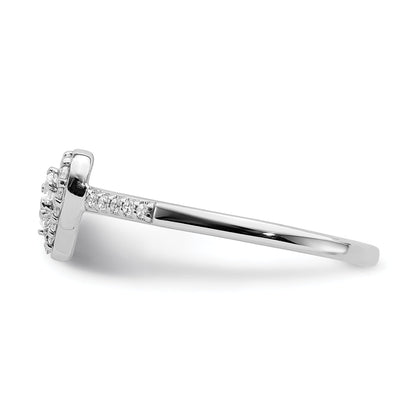 0.26 Ct 10k White Gold Lab Grown Diamond Cluster Halo Pave Engagement Ring