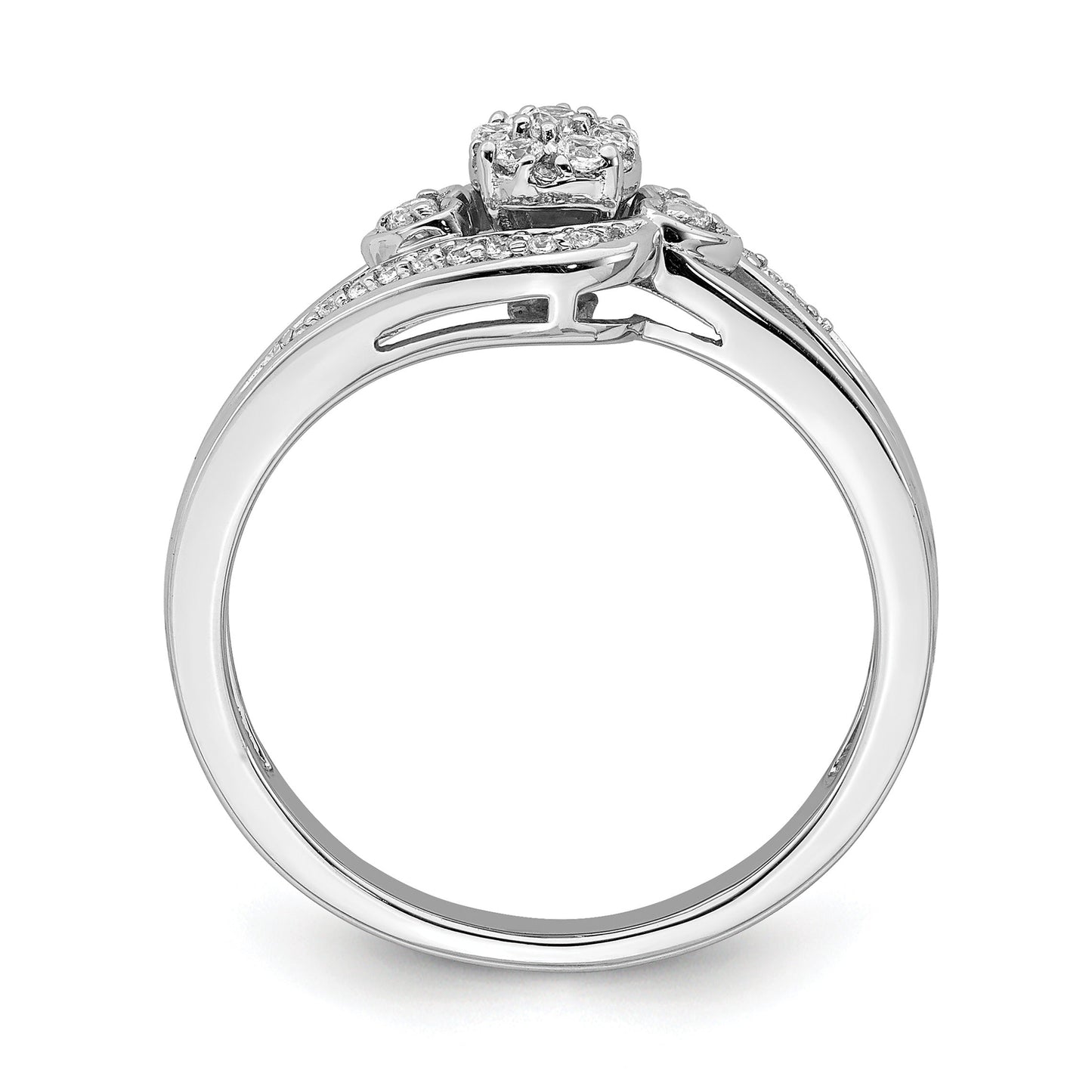 10K White Gold Lab Grown Diamond Cluster Engagement Ring 0.2 ct