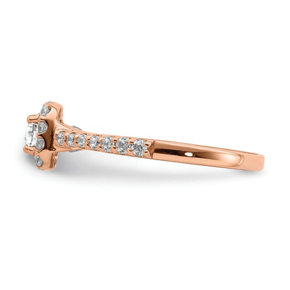 14k Rose Gold Lab Grown Diamond Round Halo Engagement Ring 0.75 ct