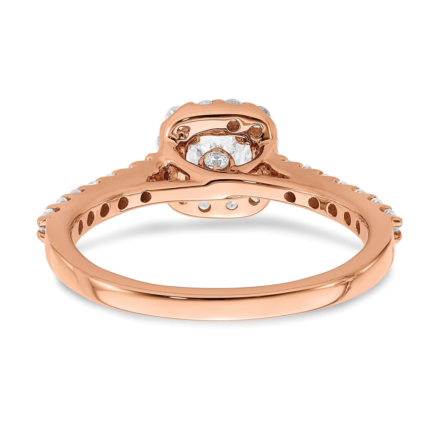 14k Rose Gold Lab Grown Diamond Round Halo Engagement Ring 0.75 ct
