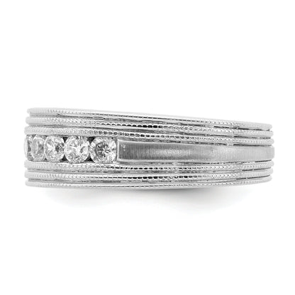 5/8 ct Lab Grown Diamond Seven Stone Men's Band Ring 14k White Gold