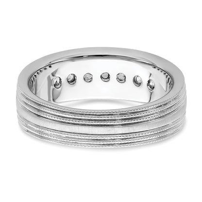 5/8 ct Lab Grown Diamond Seven Stone Men's Band Ring 14k White Gold