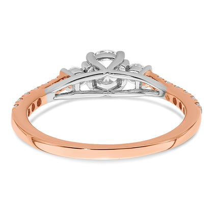10k Rose Gold Lab Diamond Three Stone Pave Engagement Ring 3/4 carat