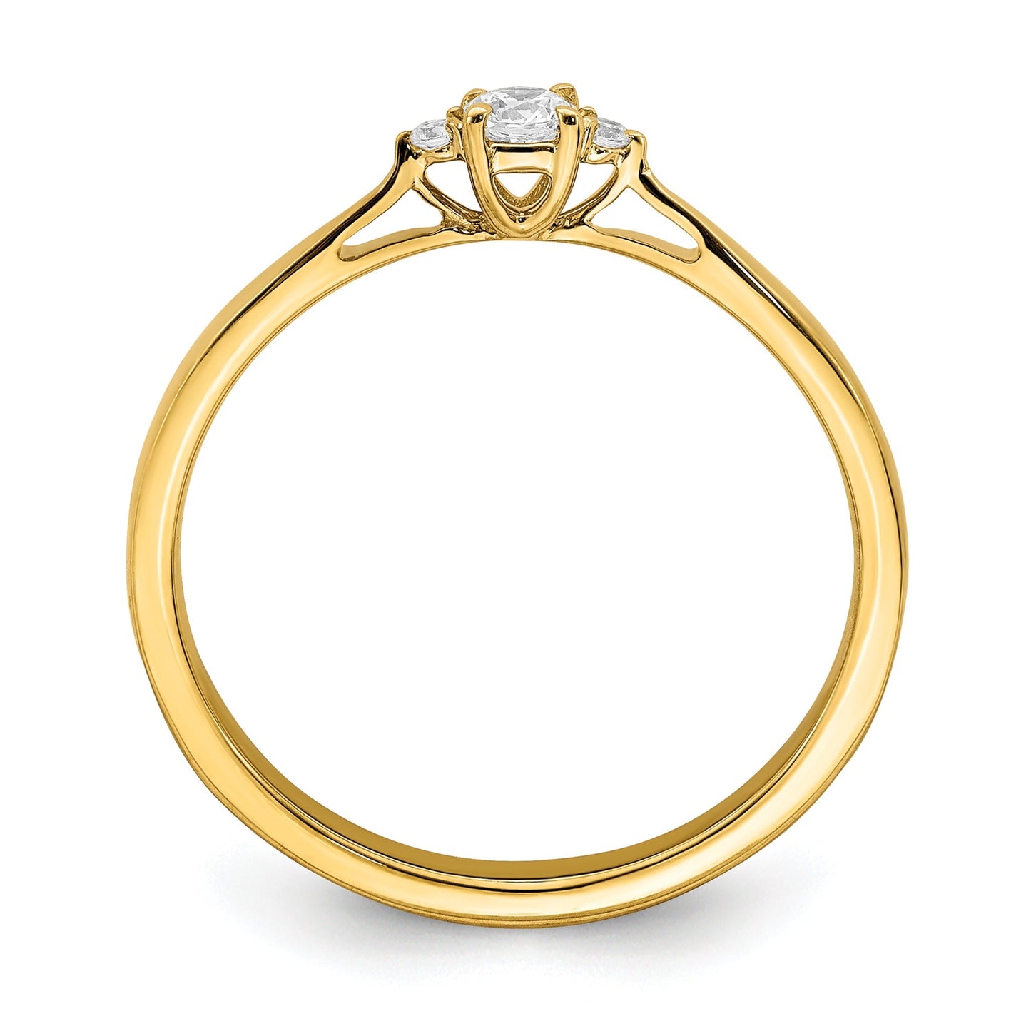 14k Gold Lab Grown Diamond Petite Three Stone Engagement Ring 1/8 carat