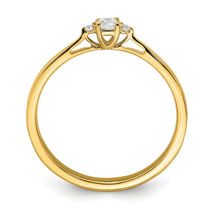 14k Gold Lab Grown Diamond Petite Three Stone Engagement Ring 1/8 carat